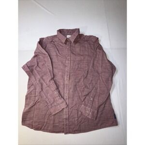 ROWM Mens Casual Button Up Shirt Size XL Textured Collared Long Sleeve‎ Red